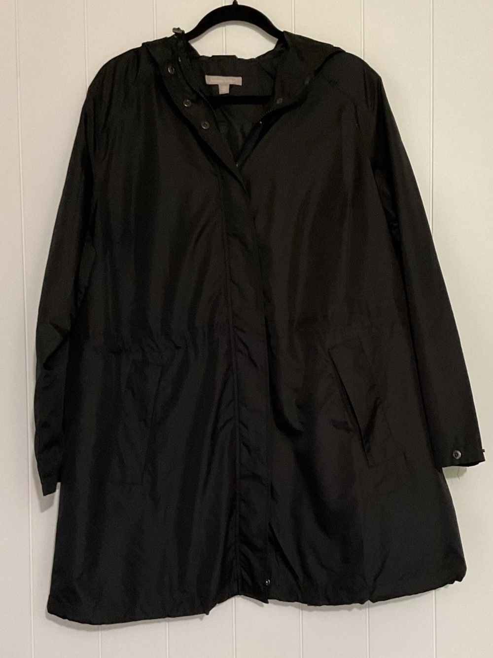 Woman Within Black Size 20 Hooded Lightweight Rain Coat Packable